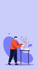 A scientist conducts research, working with a DNA helix and laboratory equipment, representing genetic study and biotech innovation.