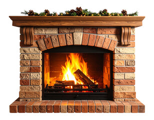 fireplace with burning firewood