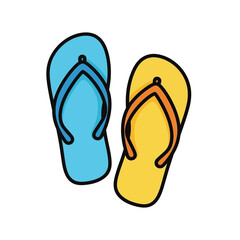 Colorful Cartoon Flip-Flops: Blue and Yellow Summer Footwear