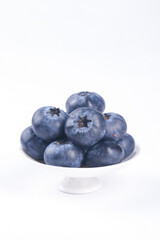 Fresh Ripe Blueberries in White Bowl - Healthy Organic Fruit