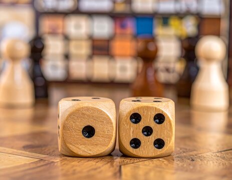 Wooden dice on a table