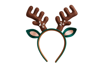 Adorable Reindeer Antler Headband: Perfect for Festive Celebrations and Holiday Cheer! isolated on transparent background	
