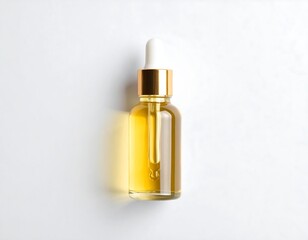 Fototapeta premium Amber dropper bottle on white background