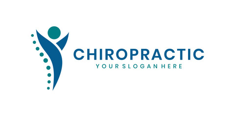 Chiropractic healthcare logo design with spine and human figure