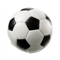 Soccer ball, black and white, round,  stitched panels, isolated