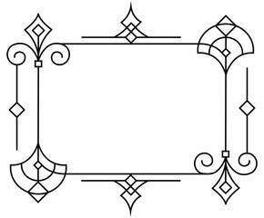 Simple ornament frame vector, ornament frame design vector, black line art