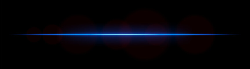 Laser line. Thin horizontal beam with smooth light halo and soft focus edges on dark background. Perfect for sci-fi, motion or UI design.