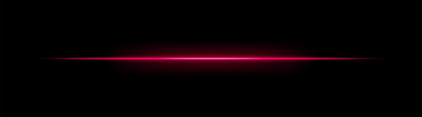 Laser. Thin horizontal beam with bright glow and soft gradient edges. Simple linear composition creates futuristic energy effect on dark background.