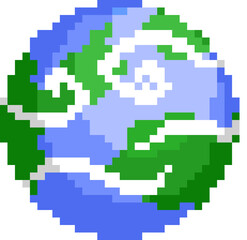 Pixel Art Planet Earth Illustration