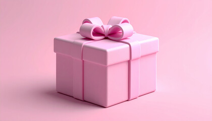 Obraz premium pink gift box with ribbon