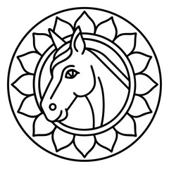 Horse Mandala Outline Vector Illustration