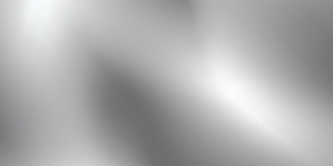 Silver foil background with metal mirror texture. Chrome gradient surface with light gloss. Vector aluminum grey sheet with reflection. Platinum and titanium  modern  texture