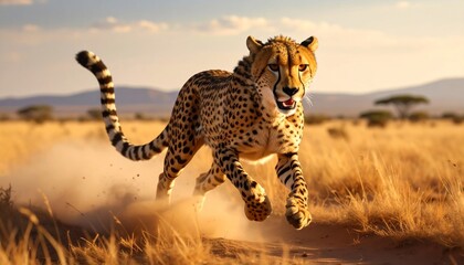 Cheetah in the African Savanna: A Majestic Sprint