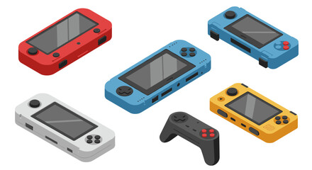 Isometric gaming devices: colorful portable consoles and controller design