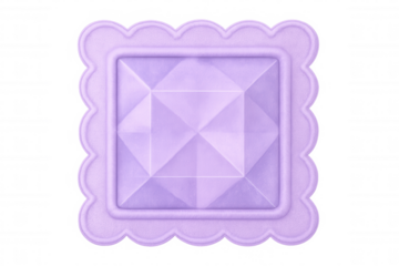 3d rendered purple square with textured diamond pattern within a scalloped frame, isolated on a transparent background