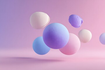 Dreamy pastel spheres float serenely against a soft gradient background, creating a calming and abstract visual for modern design.