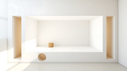Fototapeta premium Corner cluster design with abstract minimalist forms, clean centered white space