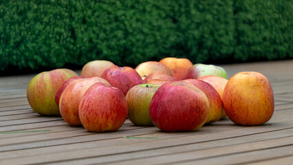 pomme du verger sur table de terrasse
