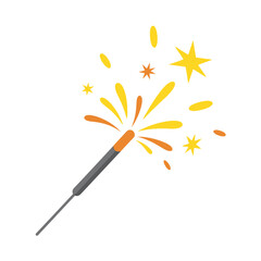 Festive Sparkler with Golden and Orange Sparks Illustration