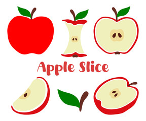 Red apple vector, apple slices, healthy sweet fruit