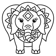 Intricate Elephant Mandala Outline Illustration