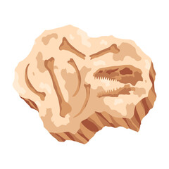 Dinosaur fossil skeleton bones, excavations of archeology isolated. Prehistoric reptile skeletons lying underground. Cartoon paleontological artifact