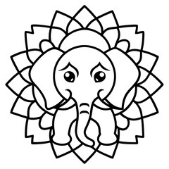 Intricate Elephant Mandala Outline Illustration