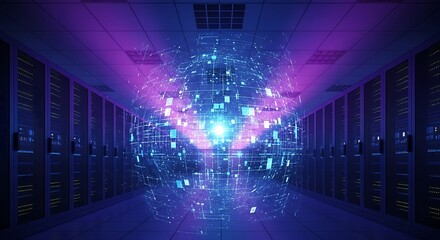Data Center Innovation - Futuristic Technology and Server Room Visualization.