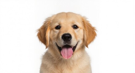 Happy Golden Retriever Puppy Portrait Joyful canine with a cheerful expression, a symbol of friendship and domestic bliss, pet photography