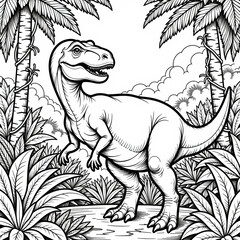 Fototapeta premium Illustration for coloring for kids, dinosaur