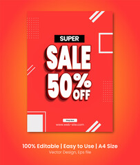 Mega Sale A4 size promotional poster design