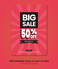Mega Sale A4 size promotional poster design