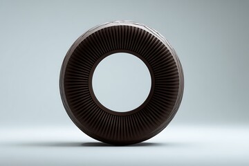 Striking abstract geometric ring with ribbed texture and modern minimalist aesthetic, perfect for design concepts and branding