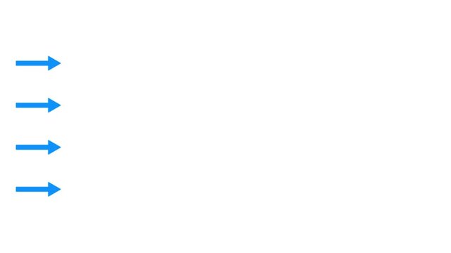 Arrow animation of a name pointing to the right. Name directional icon arrow animation on solid background.