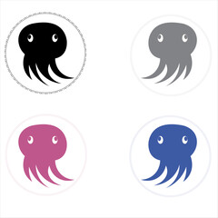 Colorful Cartoon Octopus Set Playful Sea Creatures in Flat Style.ai