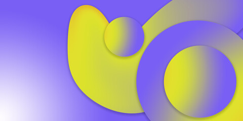 Vibrant abstract image featuring overlapping freeform and circular shapes on gradient background. Shapes which blend of yellow orange, and purple smooth soft gradient and cast subtle shadows