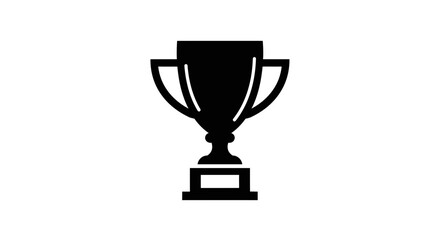 A minimalist black and white icon illustration of a classic trophy