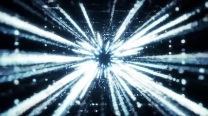 Futuristic data stream with glowing light trails accelerating towards a central point, ideal for technology, innovation, or digital transformation concepts - Powered by Adobe