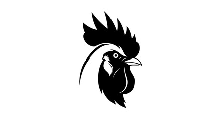 Fototapeta premium Elegant Black and White Rooster Head Logo for Farm or Poultry Brand