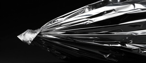 Abstract metallic foil, close-up, dark background