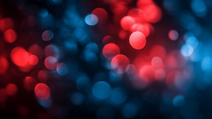 Vibrant bokeh lights in red and blue. Neural network AI generated