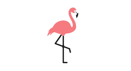 Obraz premium Minimalist flamingo illustration standing on one leg against a white background
