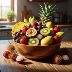 Exotic Fruit Bowl - A Colorful and Healthy Still Life.