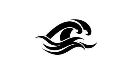 Obraz premium Minimalist wave logo design, representing ocean, surge, swell, and sea concept