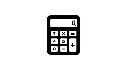 Simple black and white illustration of a calculator for accounting or finance