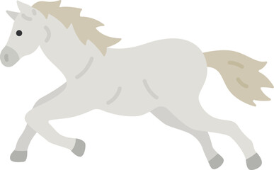 横から見た、芦毛の走っている馬のイラスト