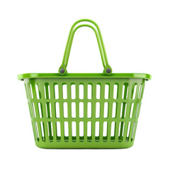 Fototapeta premium Bright green plastic basket for shopping or organizing items at home and office