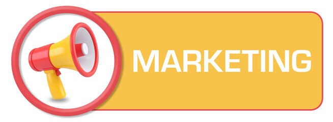 Marketing Loudspeaker 3D Orange Yellow Horizontal Text Box 