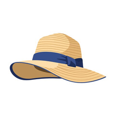 Elegant Straw Hat with Blue Ribbon Detail
