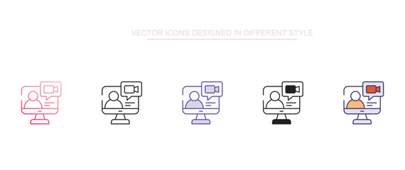 Video Calling icon design with white background stock illustration